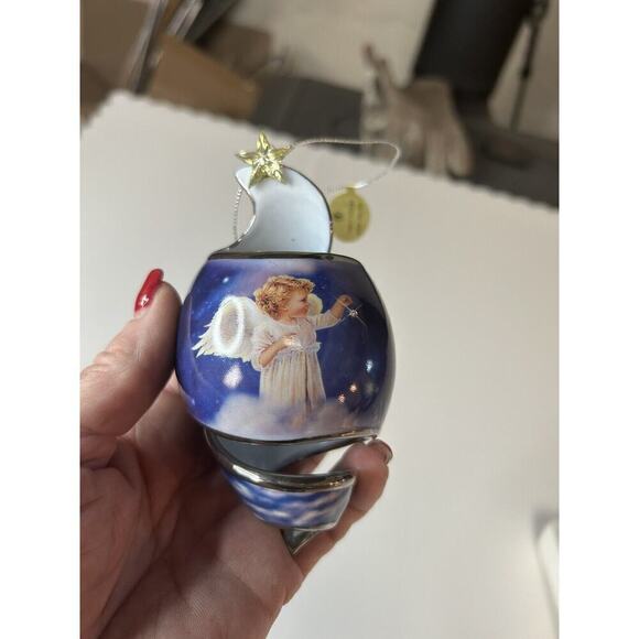 Bradford Editions Starlight Blessings Porcelain Angel Xmas Ornaments Blue - Picture 15 of 16